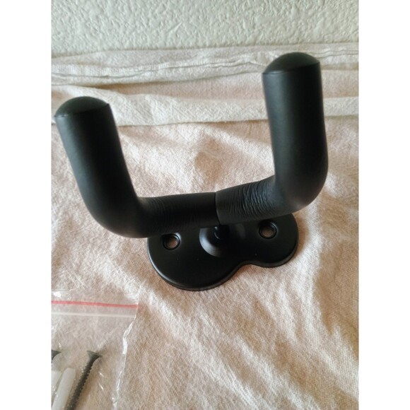 Simple Black Guitar Wall Hanger With Screws - Picture 2 of 4